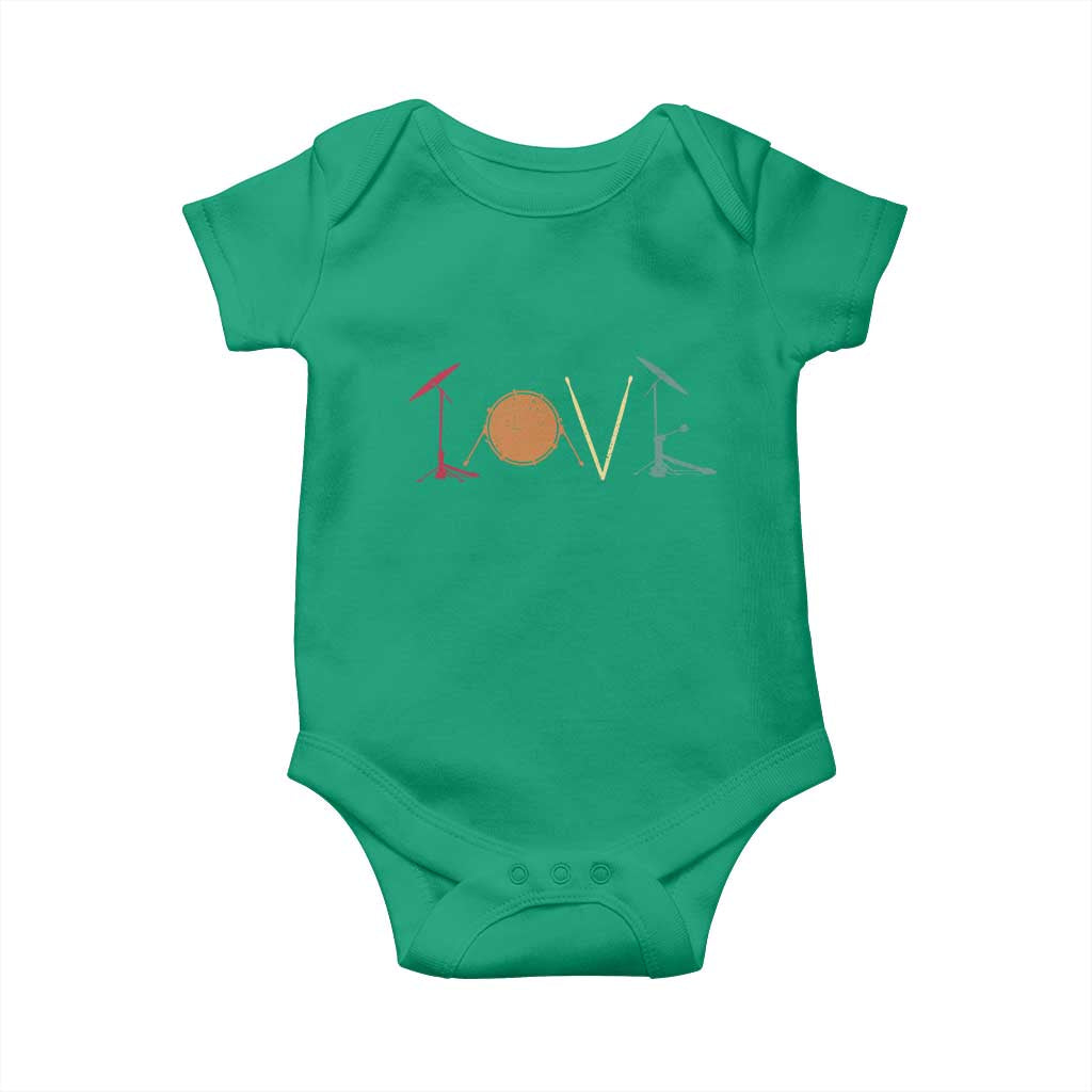 Retro Drummer Baby Onesie Drum Love Drums Drumline