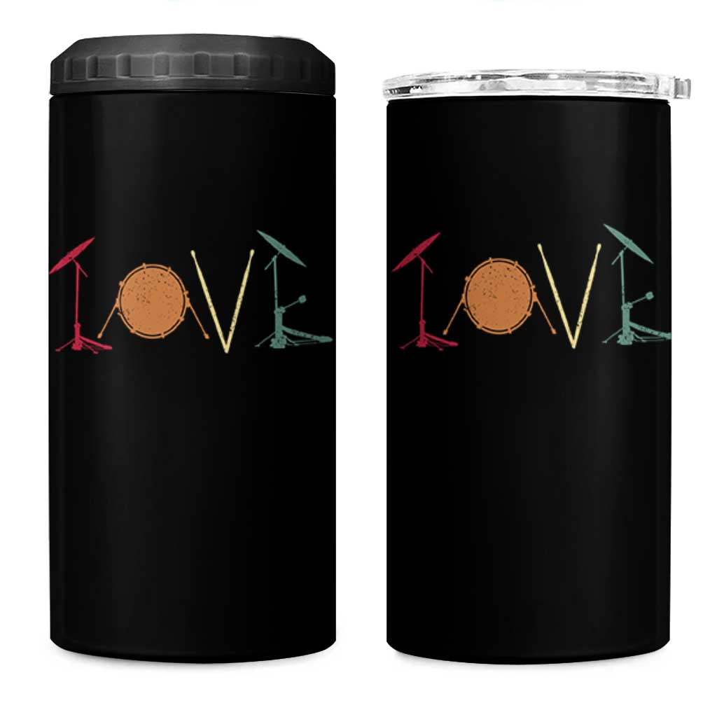 Retro Drummer 4 in 1 Can Cooler Tumbler Drum Love Drums Drumline