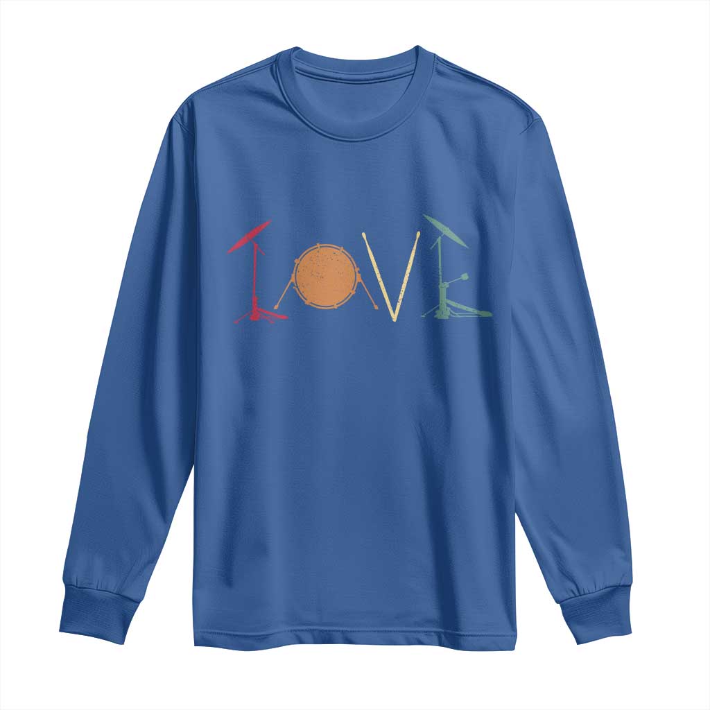 Retro Drummer Long Sleeve Shirt Drum Love Drums Drumline