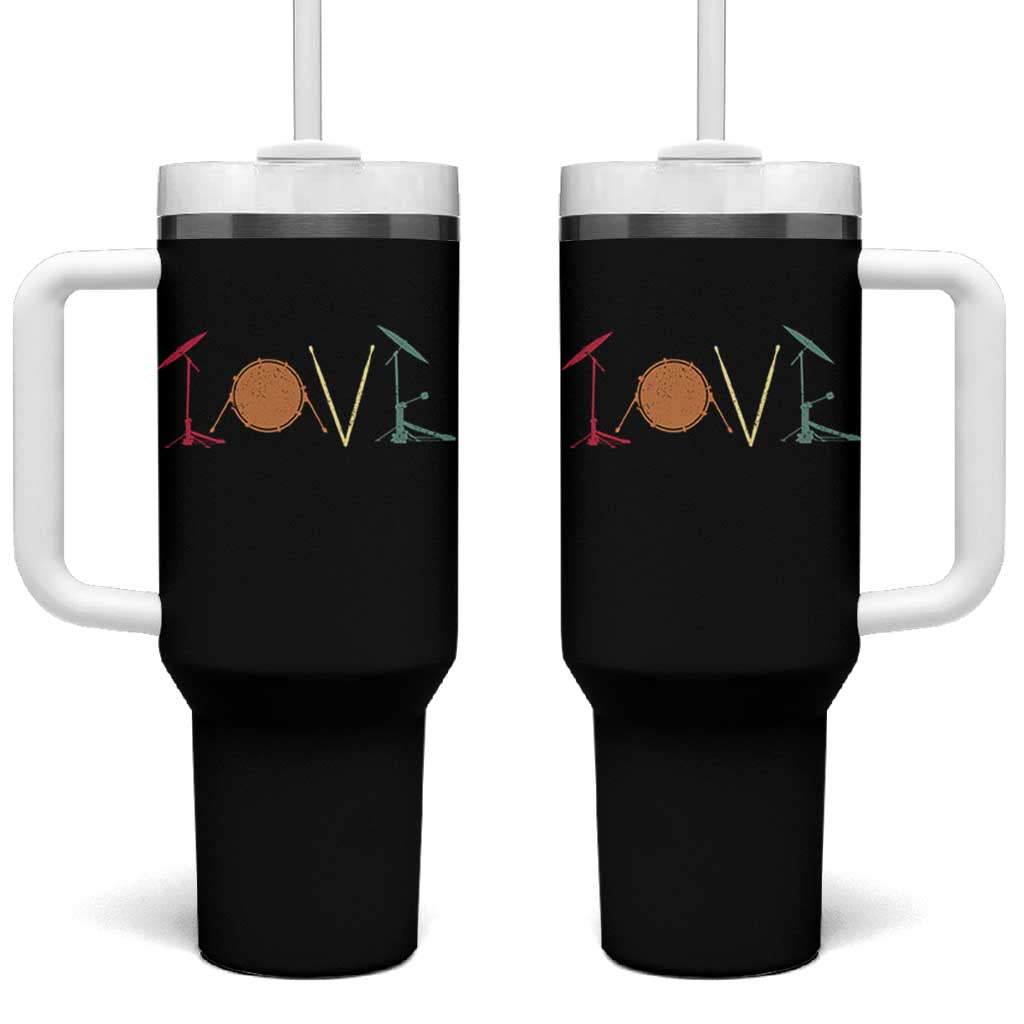 Retro Drummer Tumbler With Handle Drum Love Drums Drumline
