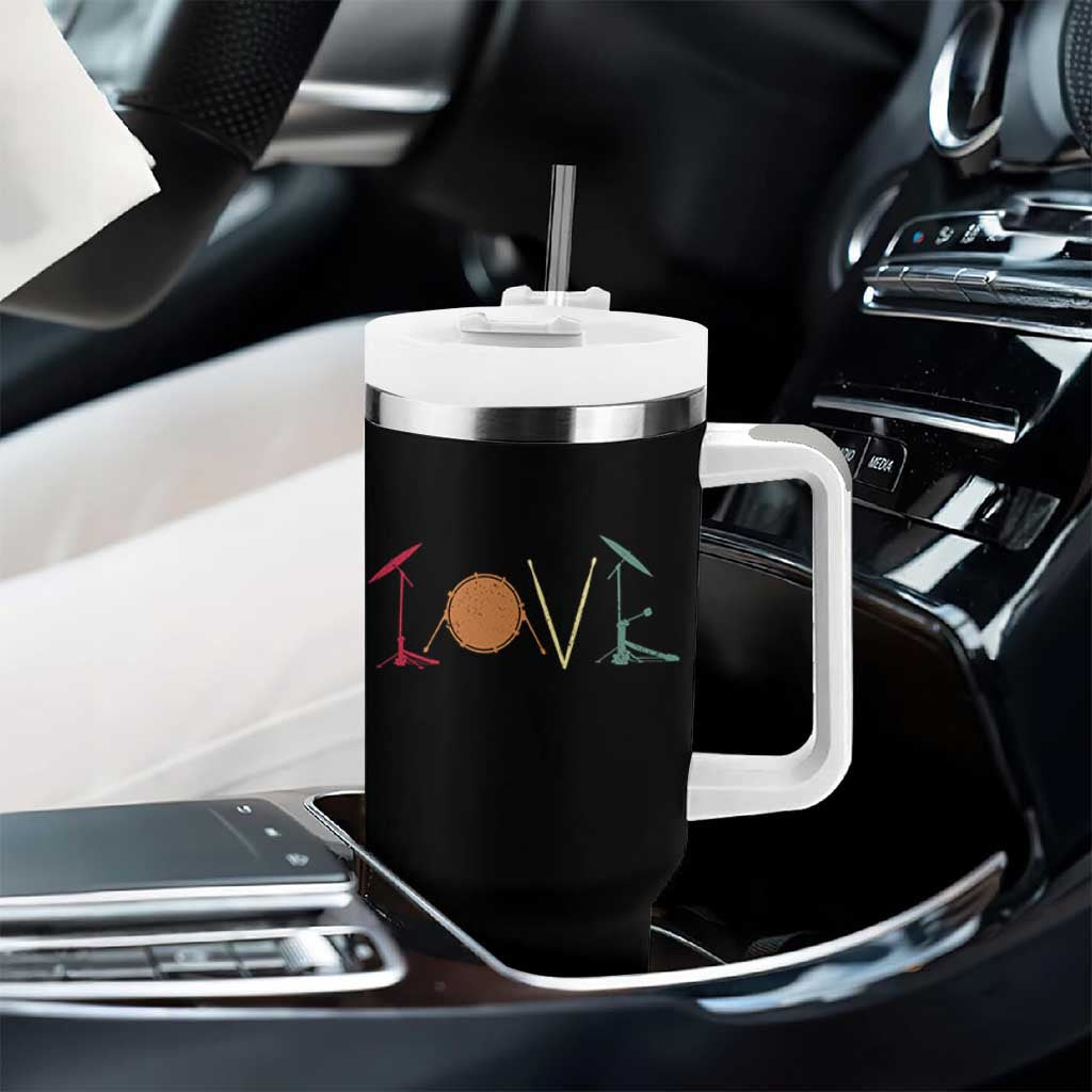 Retro Drummer Tumbler With Handle Drum Love Drums Drumline