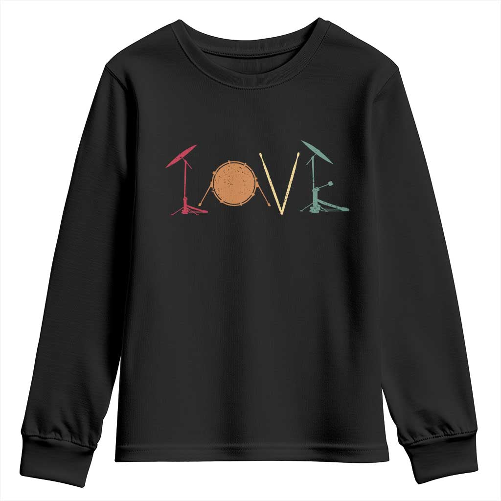 Retro Drummer Youth Sweatshirt Drum Love Drums Drumline