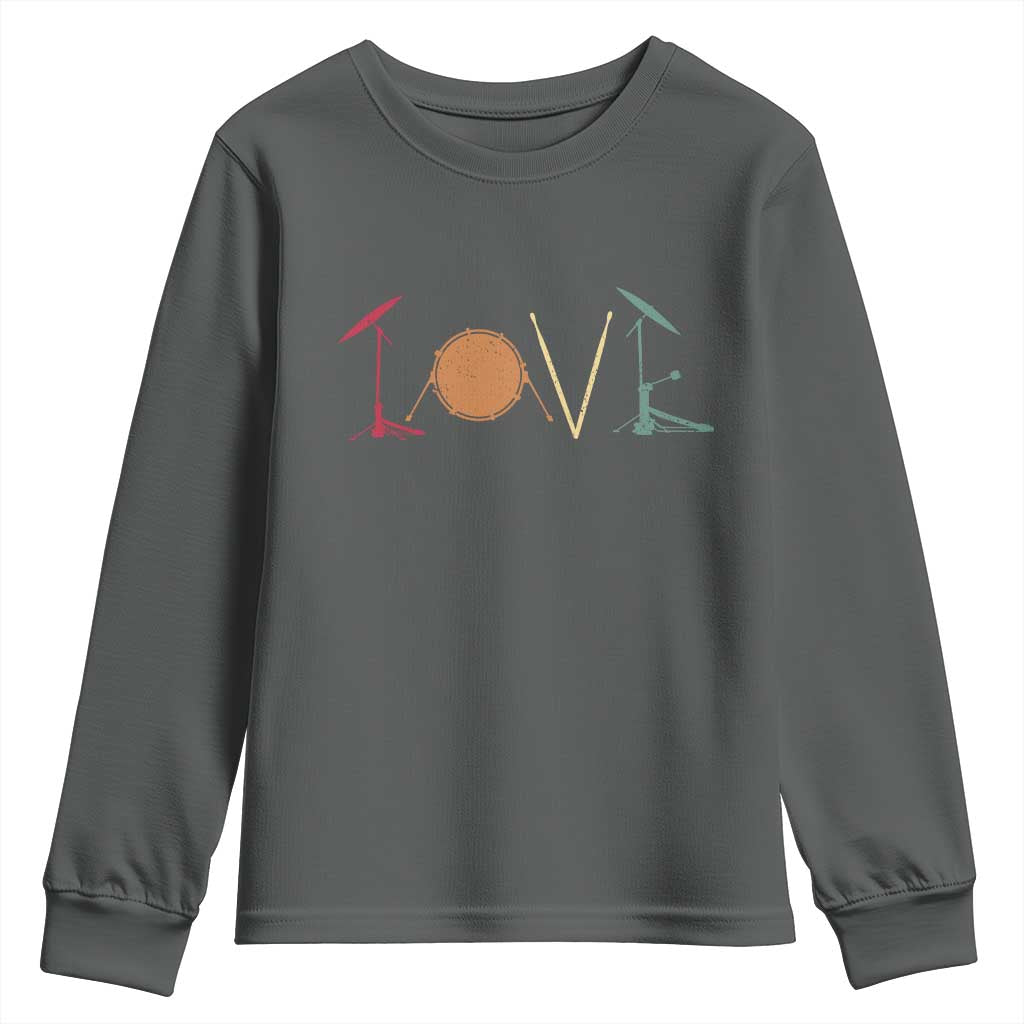 Retro Drummer Youth Sweatshirt Drum Love Drums Drumline