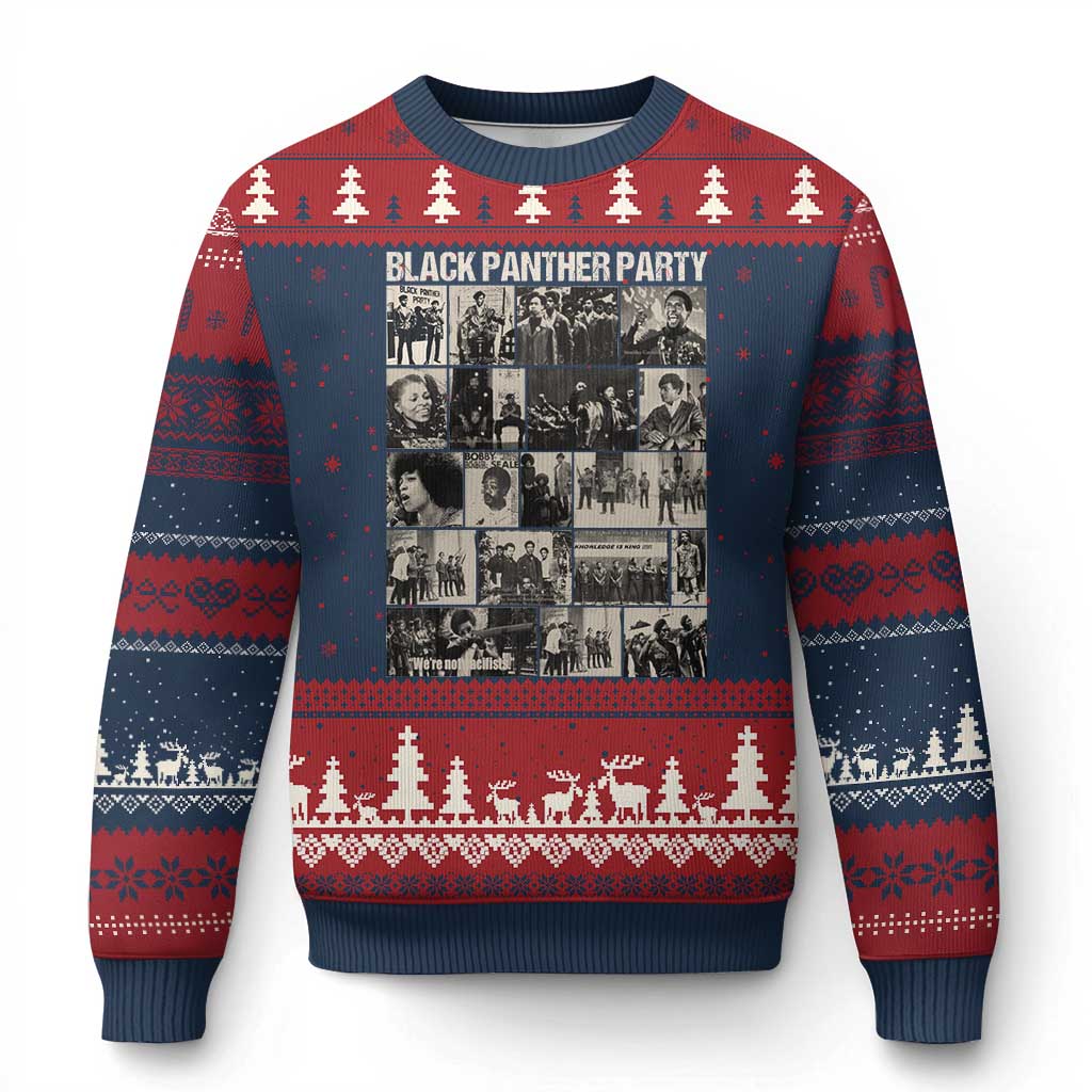 Vintage Black Panther Party Ugly Christmas Sweater Huey P. Newton Bobby Seale Black History Month Juneteenth - Wonder Print Shop