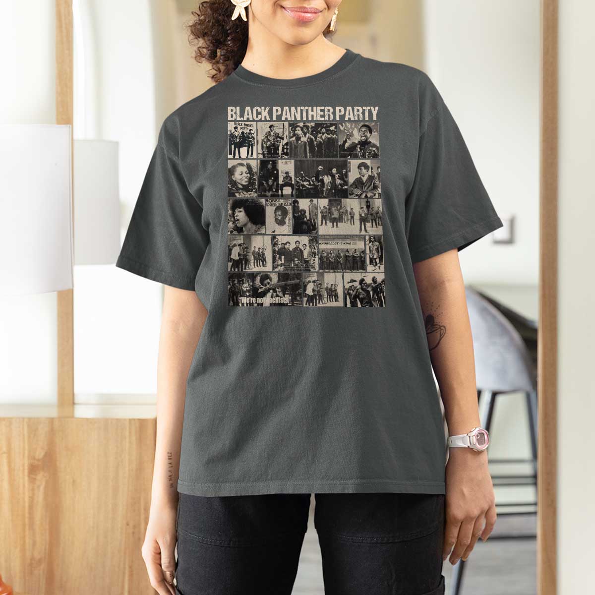 Vintage Black Panther Party T Shirt For Women Huey P. Newton Bobby Seale Black History Month Juneteenth