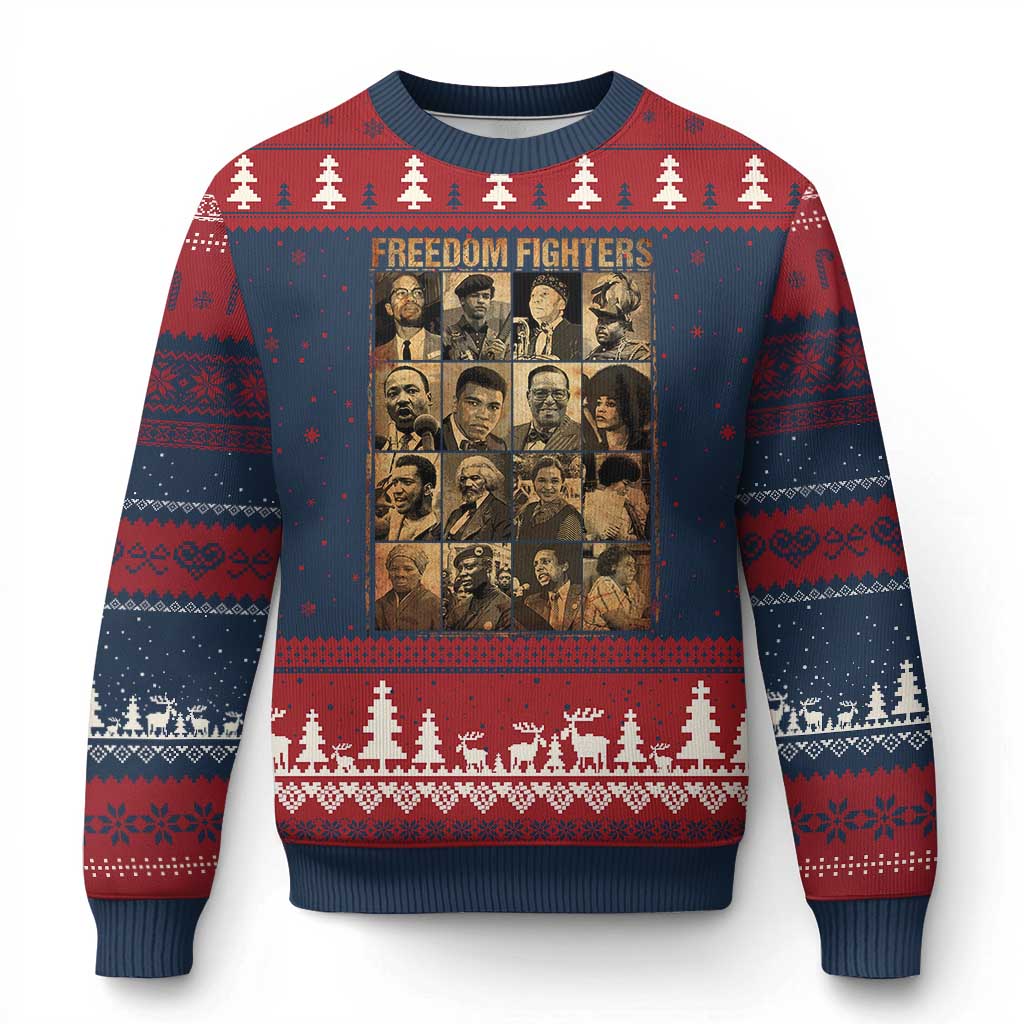 Black Freedom Fighters Ugly Christmas Sweater Huey P. Newton Bobby Seale Black History Month Juneteenth - Wonder Print Shop