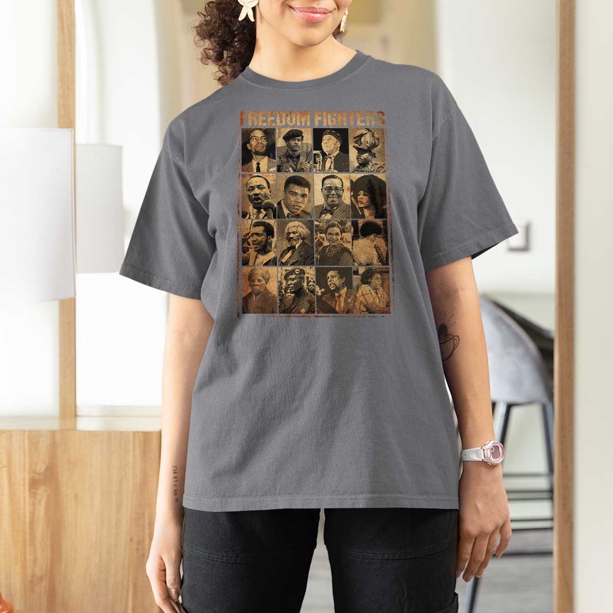 Black Freedom Fighters T Shirt For Women Huey P. Newton Bobby Seale Black History Month Juneteenth