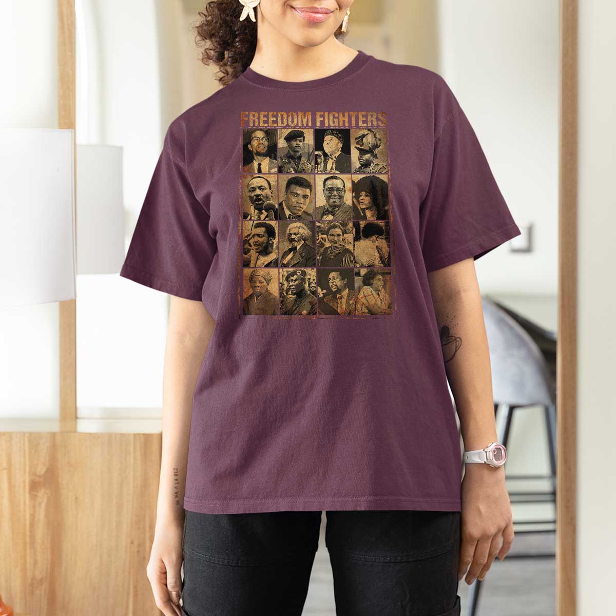 Black Freedom Fighters T Shirt For Women Huey P. Newton Bobby Seale Black History Month Juneteenth