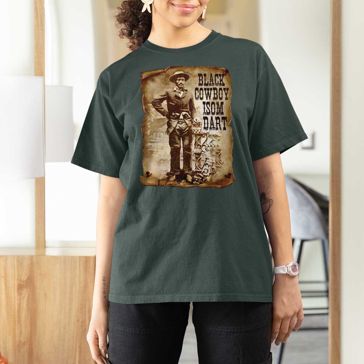 Black Cowboy Isom Dart T Shirt For Women African American Cowboys Black History