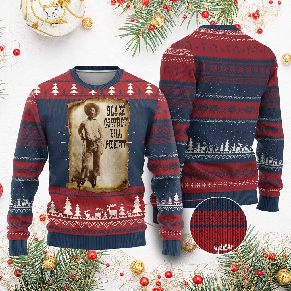 Black Cowboy Bill Pickett Knitted Sweatshirt African American Cowboys Black History - Wonder Print Shop
