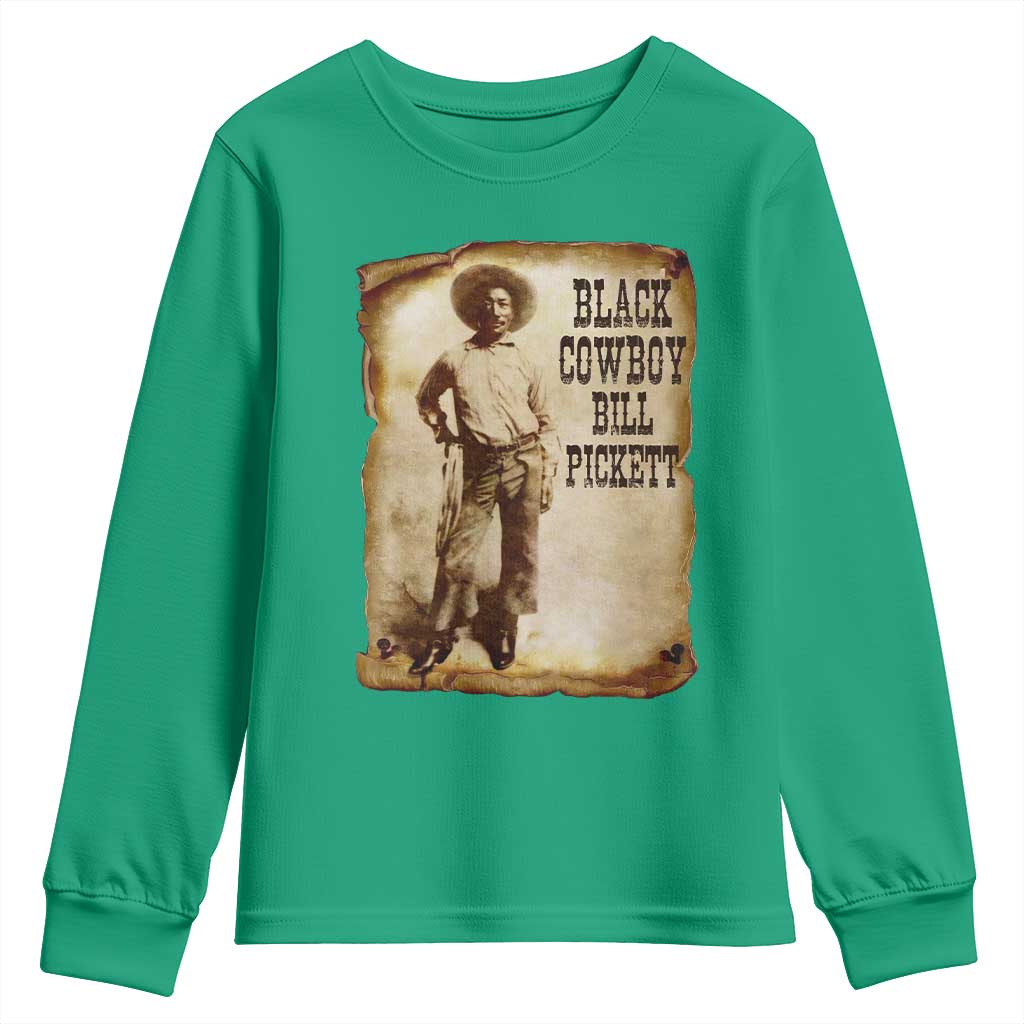 Black Cowboy Bill Pickett Youth Sweatshirt African American Cowboys Black History