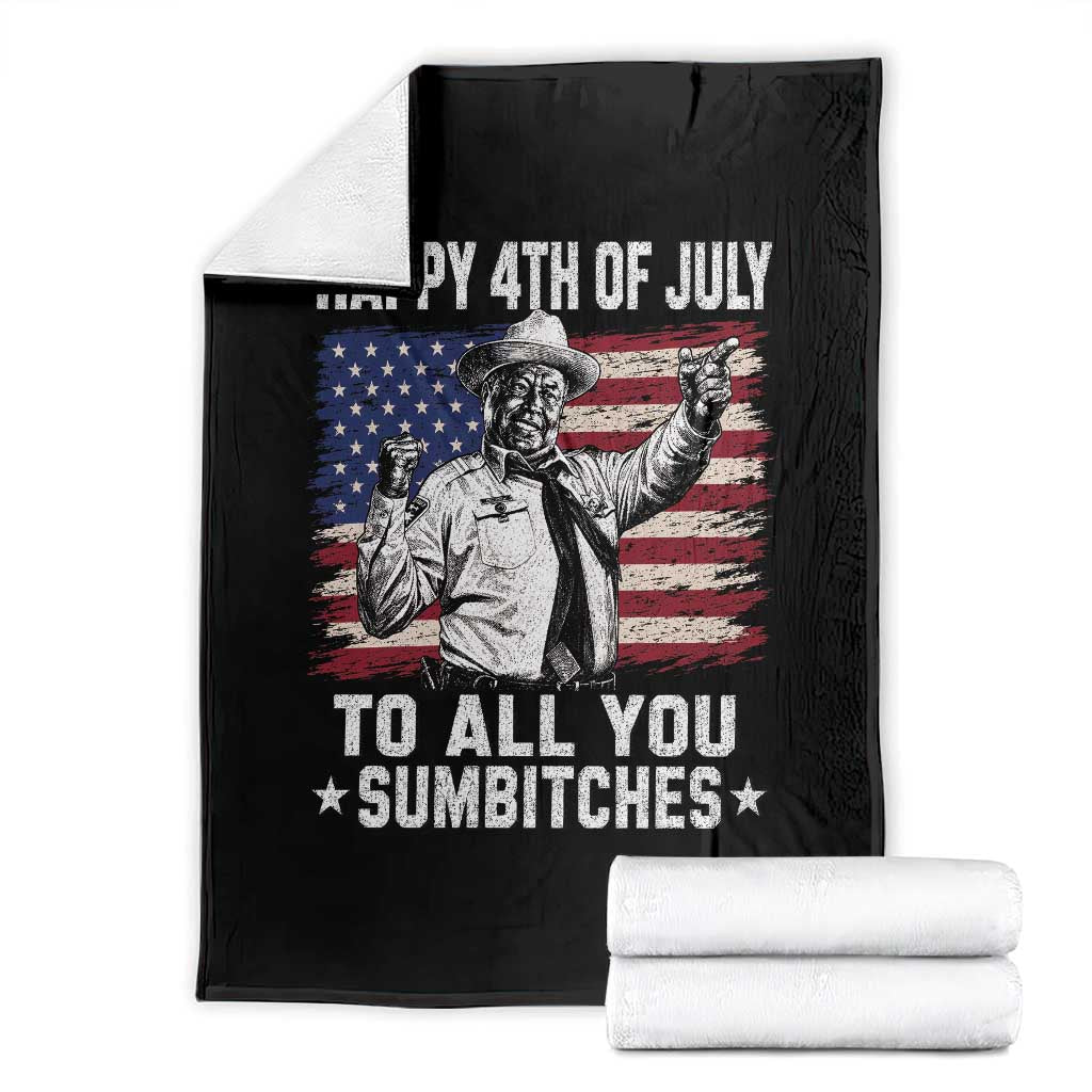 Happy 4th Of July To All You Sumbitches Throw Blanket Funny Independence Day Meme American Flag