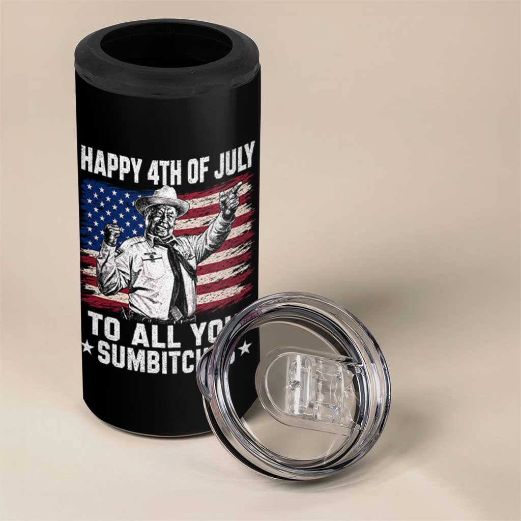 Happy 4th Of July To All You Sumbitches 4 in 1 Can Cooler Tumbler Funny Independence Day Meme American Flag