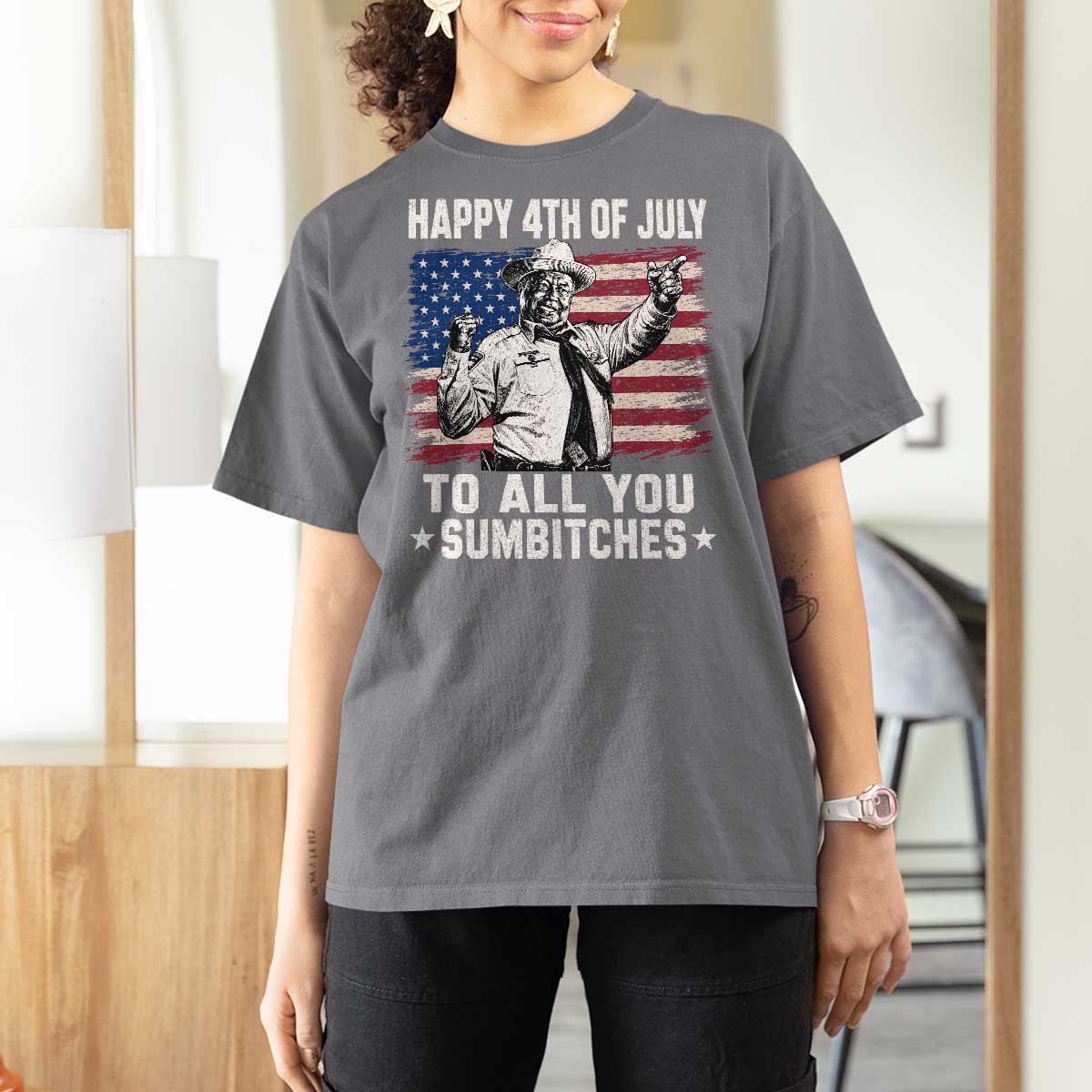 Happy 4th Of July To All You Sumbitches T Shirt For Women Funny Independence Day Meme American Flag