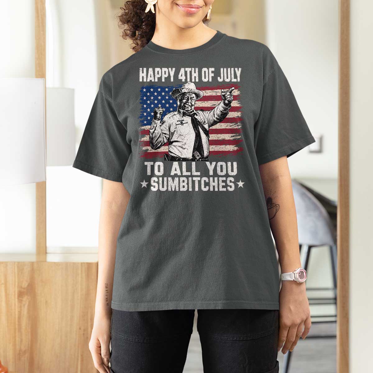 Happy 4th Of July To All You Sumbitches T Shirt For Women Funny Independence Day Meme American Flag