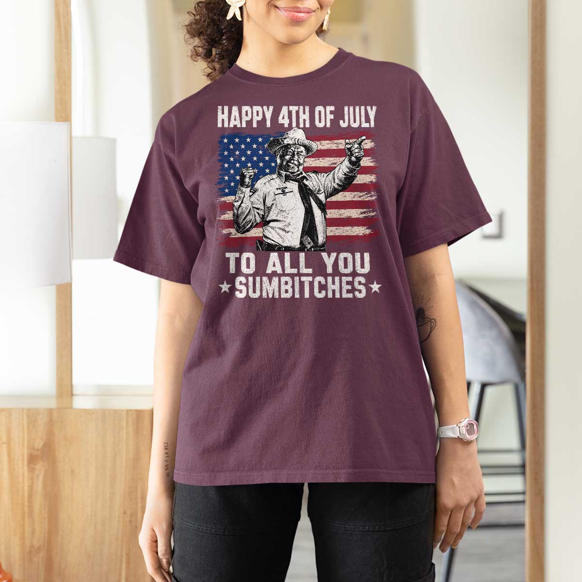 Happy 4th Of July To All You Sumbitches T Shirt For Women Funny Independence Day Meme American Flag
