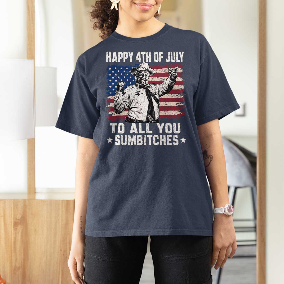 Happy 4th Of July To All You Sumbitches T Shirt For Women Funny Independence Day Meme American Flag
