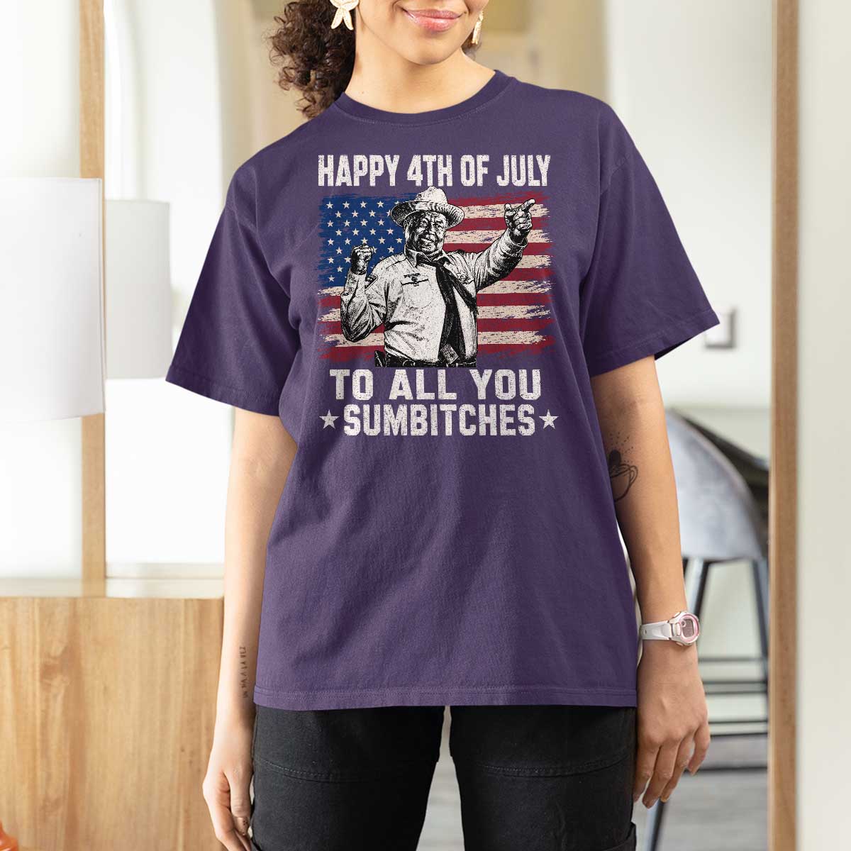 Happy 4th Of July To All You Sumbitches T Shirt For Women Funny Independence Day Meme American Flag