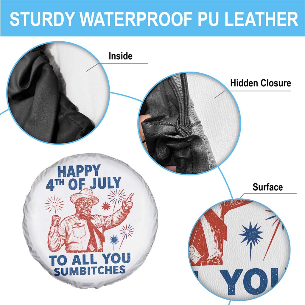 Happy 4th Of July To All You Sumbitches Spare Tire Cover Funny Independence Day Meme