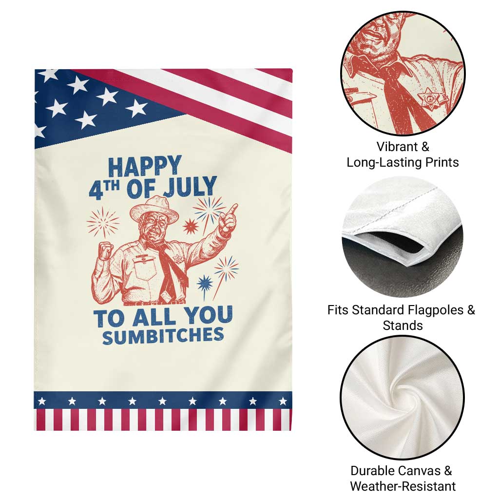 Happy 4th Of July To All You Sumbitches Patriotic Garden Flag Funny Independence Day Meme