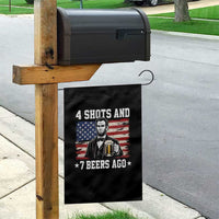 Funny 4th of July Abraham Lincoln Drinking Beer Garden Flag 4 Shots and 7 Beers Ago Patriotic Independence Day Meme