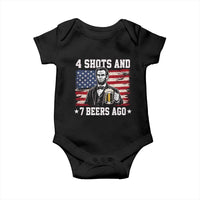 Funny 4th of July Abraham Lincoln Drinking Beer Baby Onesie 4 Shots and 7 Beers Ago Patriotic Independence Day Meme