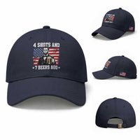 Funny 4th of July Abraham Lincoln Drinking Beer Baseball Cap 4 Shots and 7 Beers Ago Patriotic Independence Day Meme