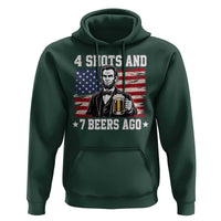 Funny 4th of July Abraham Lincoln Drinking Beer Hoodie 4 Shots and 7 Beers Ago Patriotic Independence Day Meme