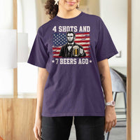 Funny 4th of July Abraham Lincoln Drinking Beer T Shirt For Women 4 Shots and 7 Beers Ago Patriotic Independence Day Meme