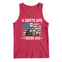 Funny 4th of July Abraham Lincoln Drinking Beer Tank Top 4 Shots and 7 Beers Ago Patriotic Independence Day Meme