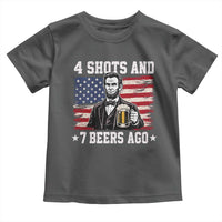 Funny 4th of July Abraham Lincoln Drinking Beer Toddler T Shirt 4 Shots and 7 Beers Ago Patriotic Independence Day Meme