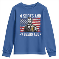 Funny 4th of July Abraham Lincoln Drinking Beer Youth Sweatshirt 4 Shots and 7 Beers Ago Patriotic Independence Day Meme