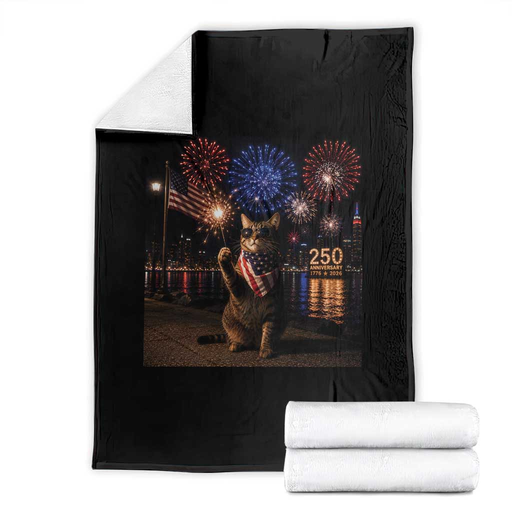 USA 250th Anniversary Cat Throw Blanket Funny 4th Of July Independence Day 250 Years 1776 2026 Patriotic Celebration Meme