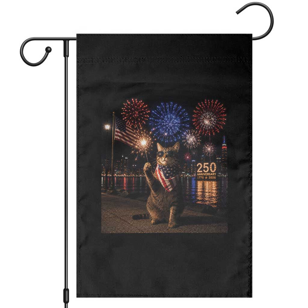 USA 250th Anniversary Cat Garden Flag Funny 4th Of July Independence Day 250 Years 1776 2026 Patriotic Celebration Meme