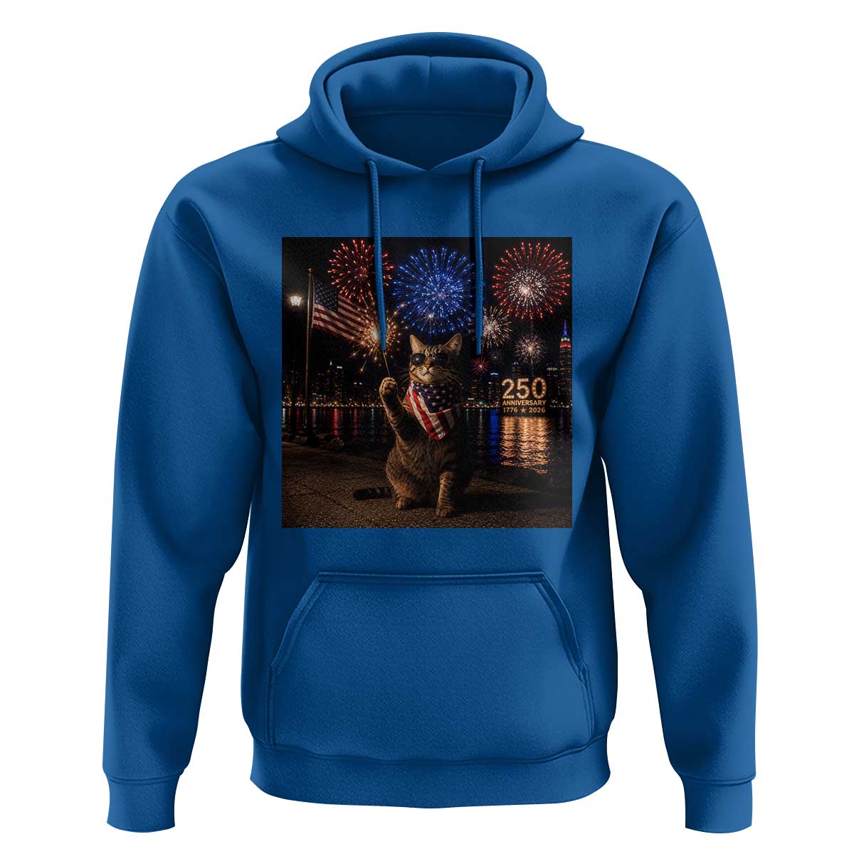 USA 250th Anniversary Cat Hoodie Funny 4th Of July Independence Day 250 Years 1776 2026 Patriotic Celebration Meme