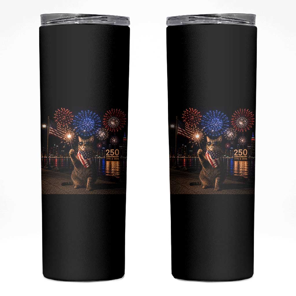 USA 250th Anniversary Cat Skinny Tumbler Funny 4th Of July Independence Day 250 Years 1776 2026 Patriotic Celebration Meme