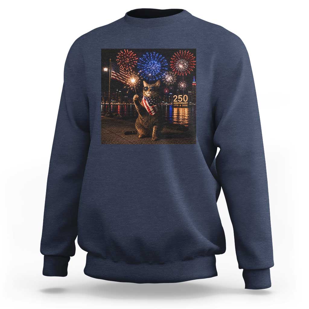 USA 250th Anniversary Cat Sweatshirt Funny 4th Of July Independence Day 250 Years 1776 2026 Patriotic Celebration Meme
