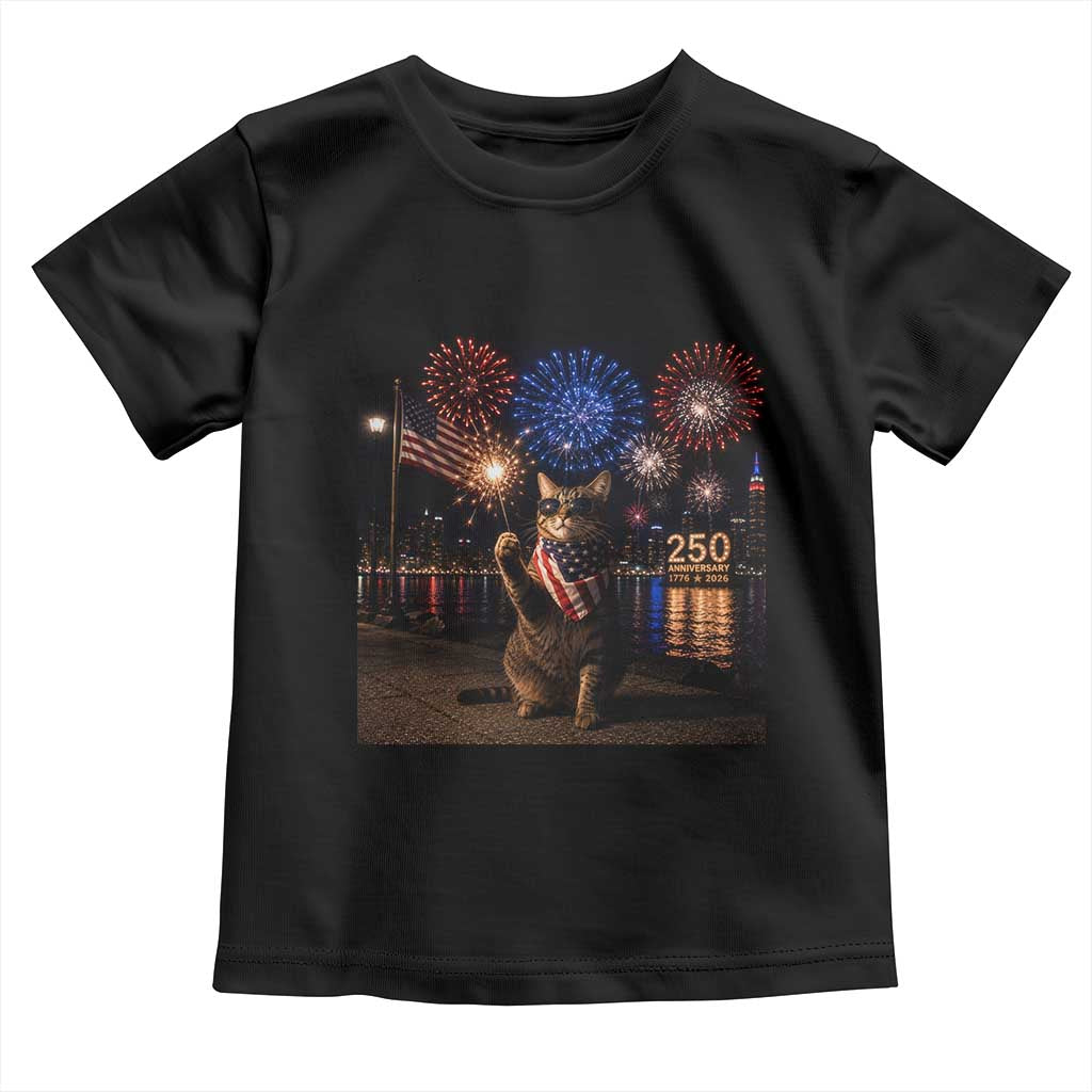 USA 250th Anniversary Cat Toddler T Shirt Funny 4th Of July Independence Day 250 Years 1776 2026 Patriotic Celebration Meme