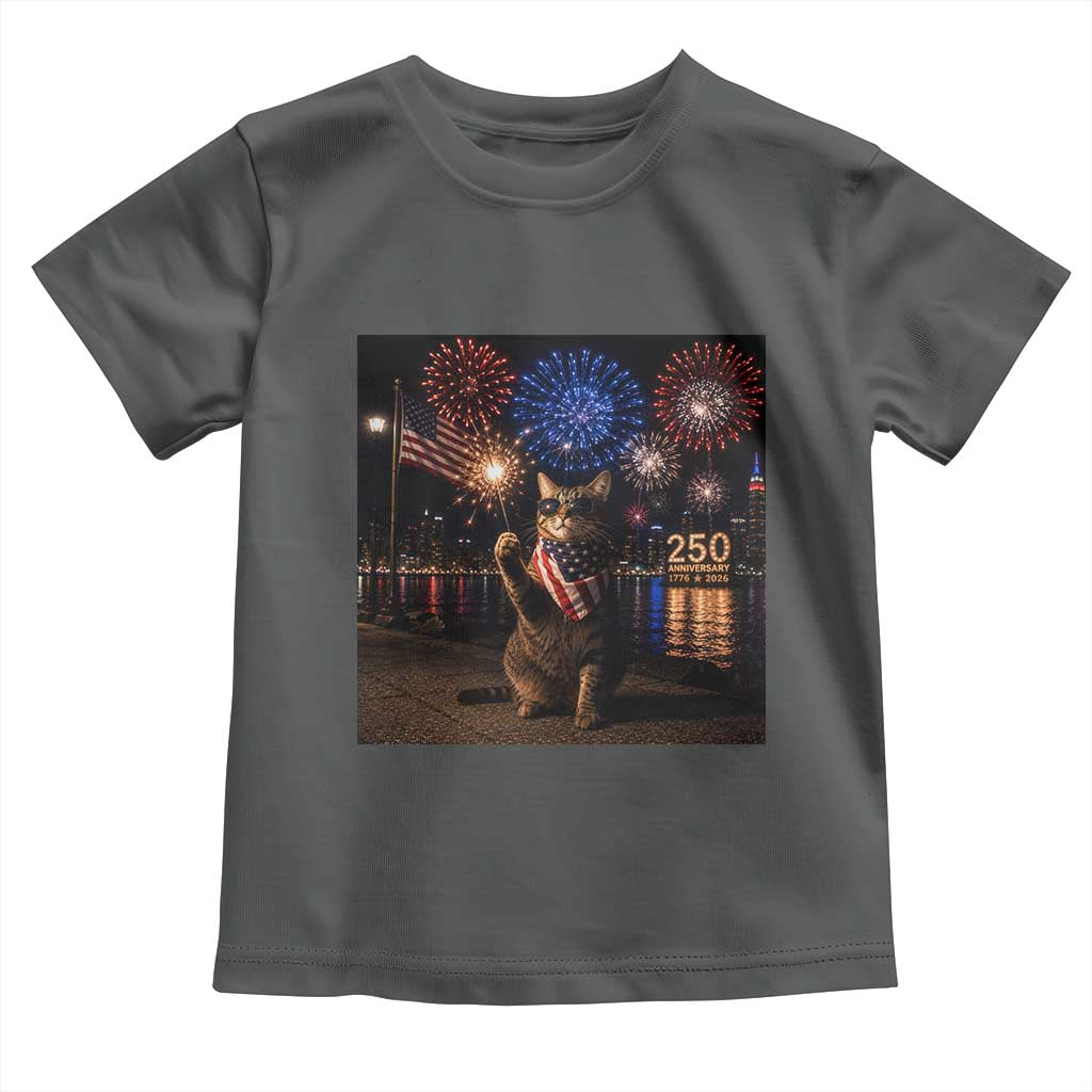 USA 250th Anniversary Cat Toddler T Shirt Funny 4th Of July Independence Day 250 Years 1776 2026 Patriotic Celebration Meme