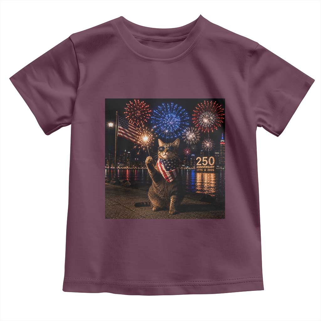USA 250th Anniversary Cat Toddler T Shirt Funny 4th Of July Independence Day 250 Years 1776 2026 Patriotic Celebration Meme