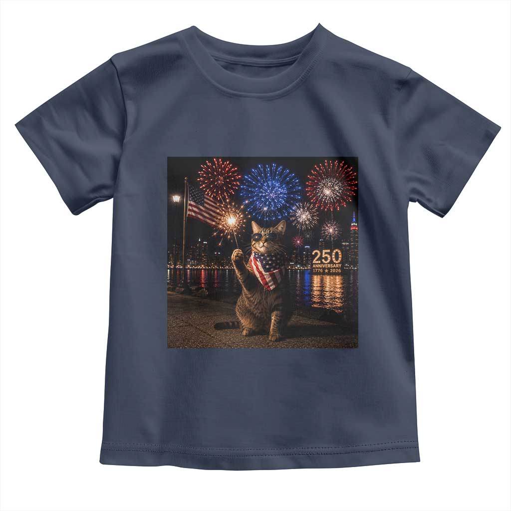 USA 250th Anniversary Cat Toddler T Shirt Funny 4th Of July Independence Day 250 Years 1776 2026 Patriotic Celebration Meme