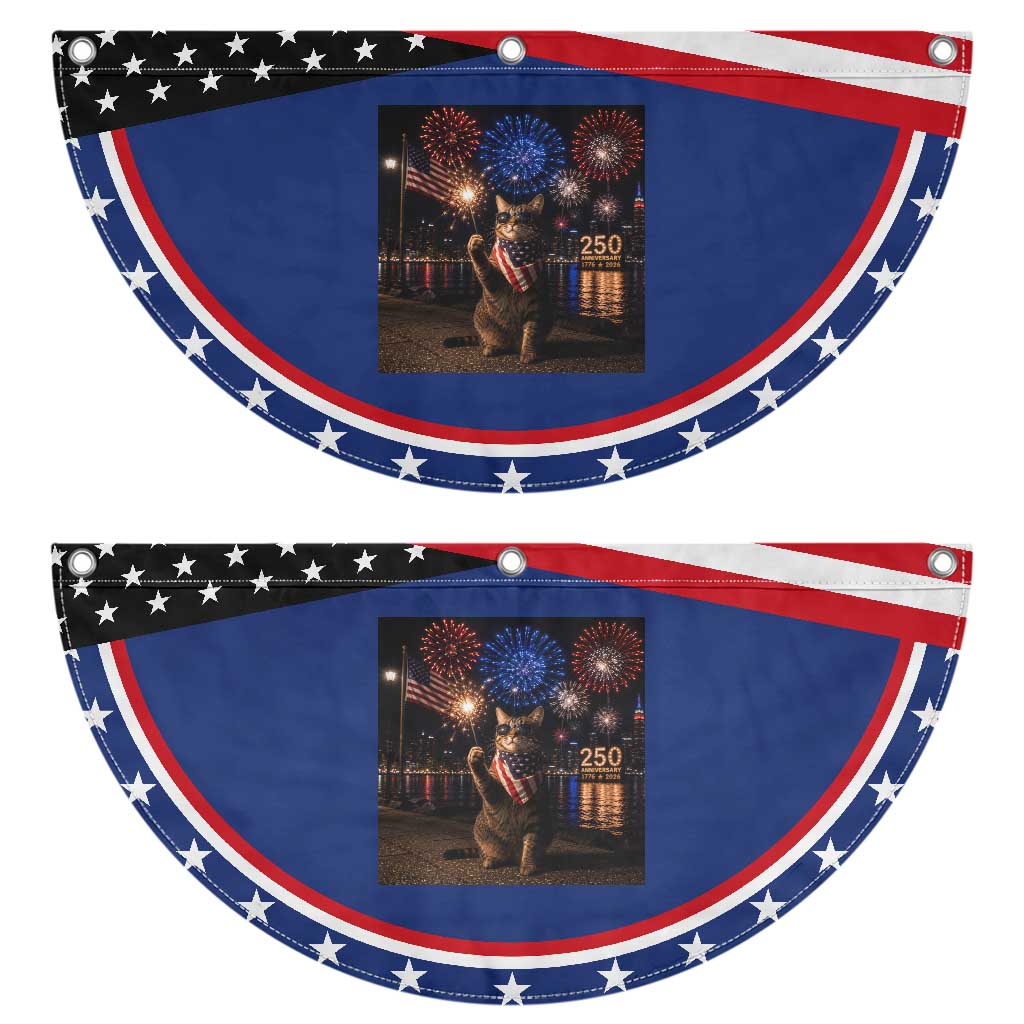 USA 250th Anniversary Cat Patriotic Fan Flag Funny 4th Of July Independence Day 250 Years 1776 2026 Celebration Meme
