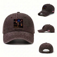 USA 250th Anniversary Cat Washed Cotton Baseball Cap Funny 4th Of July Independence Day 250 Years 1776 2026 Patriotic Celebration Meme
