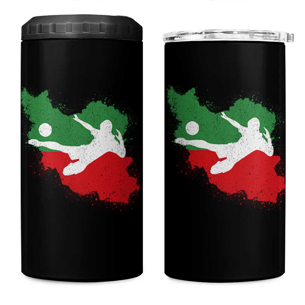 Iran Soccer 4 in 1 Can Cooler Tumbler Vintage Watercolors Iran Flag Iranian World Football Fan