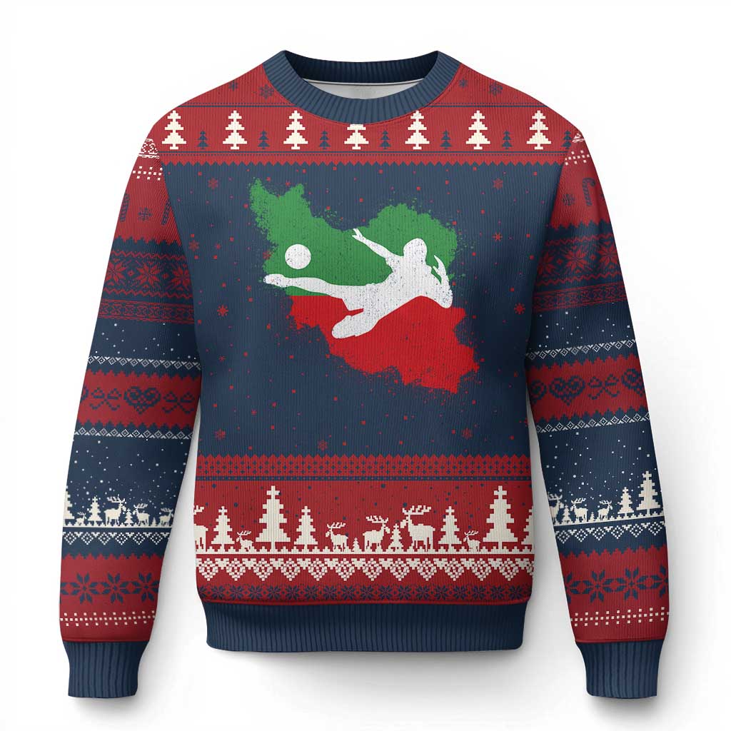 Iran Soccer Ugly Christmas Sweater Vintage Watercolors Iran Flag Iranian World Football Fan