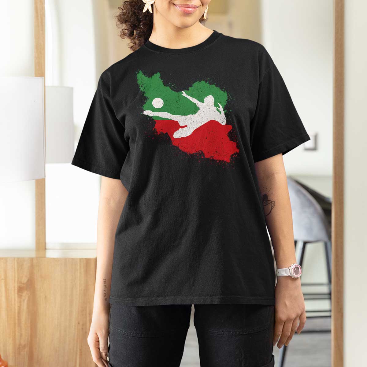 Iran Soccer T Shirt For Women Vintage Watercolors Iran Flag Iranian World Football Fan