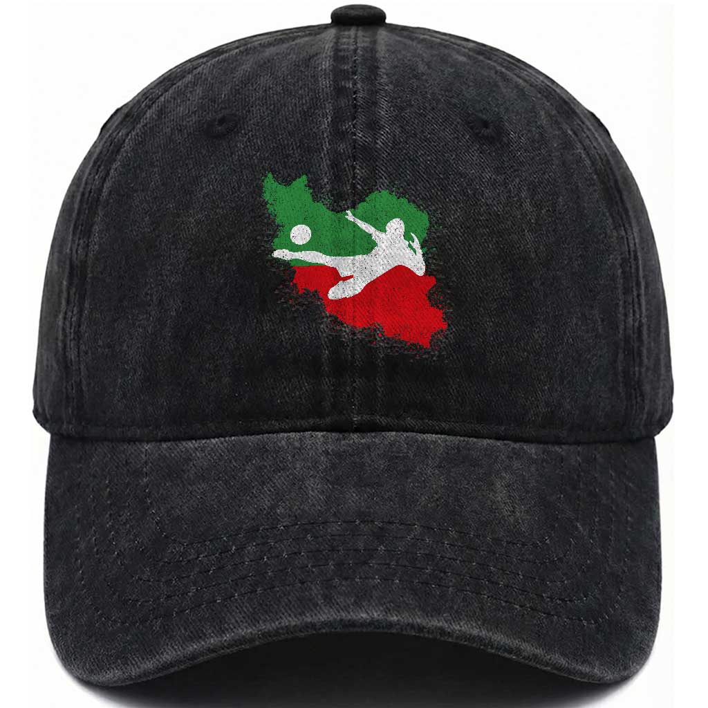 Iran Soccer Washed Cotton Baseball Cap Vintage Watercolors Iran Flag Iranian World Football Fan