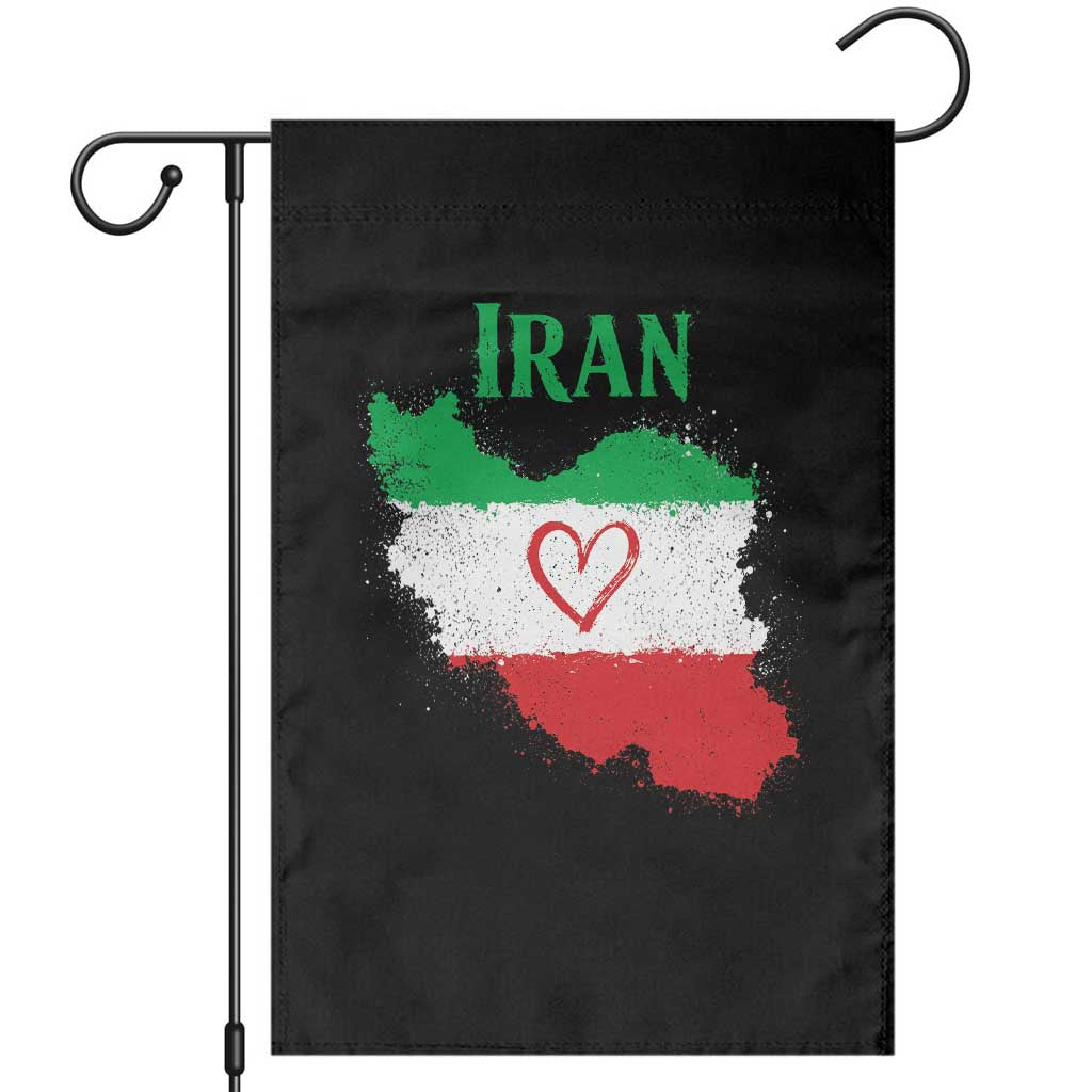 Iran Heart Map Flag Garden Flag Retro Vintage Watercolors Freedom Iranian Persian