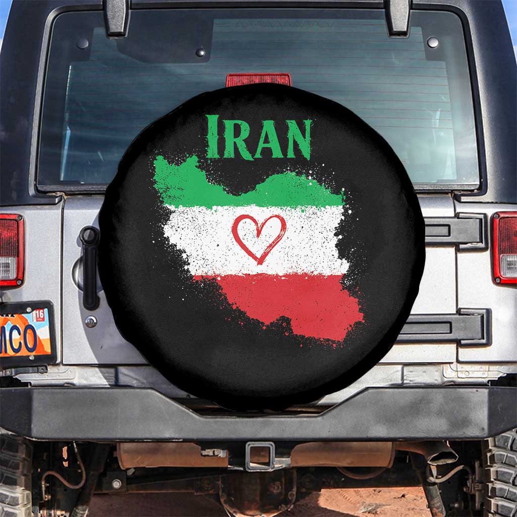 Iran Heart Map Flag Spare Tire Cover Retro Vintage Watercolors Freedom Iranian Persian