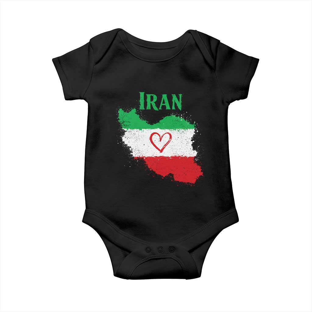 Iran Heart Map Flag Baby Onesie Retro Vintage Watercolors Freedom Iranian Persian